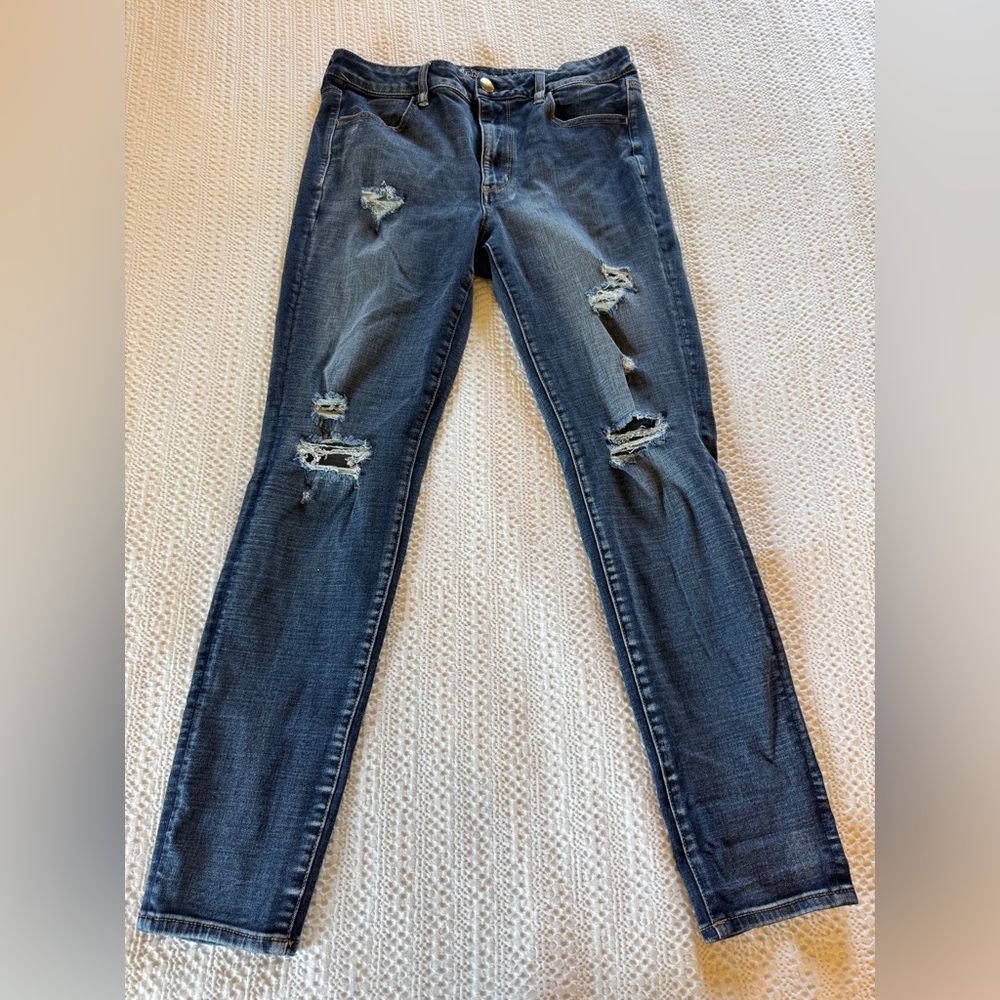 American Eagle Outfitters Blue Jeans high rise Jegging size 12 - Picture 2 of 5